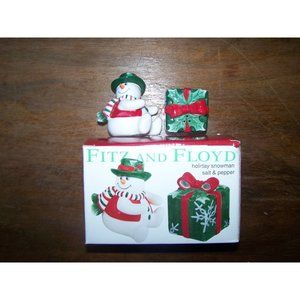 Fitz and Floyd Holiday Snowman Salt & Pepper Shakers NIB